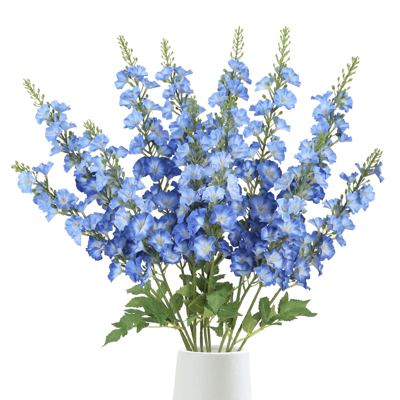 ICBOX Artificial Morning Glory Flowers,6PCS Fake Blue Delphinium Silk Flowers 38.2'' Long Stem Gladiolus Artificial Flowers for Tall Vase Home Wedding