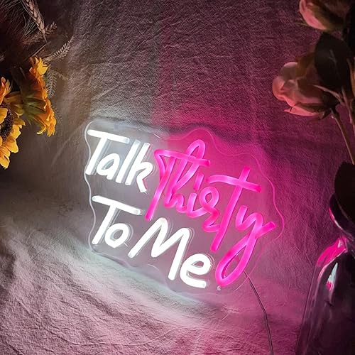 Miniatura 10 de Talk Thirty To Me - Letrero de neón de 24 pulgadas para decoración de pared, letreros de neón de feliz cumpleaños para pared de dormitorio con
