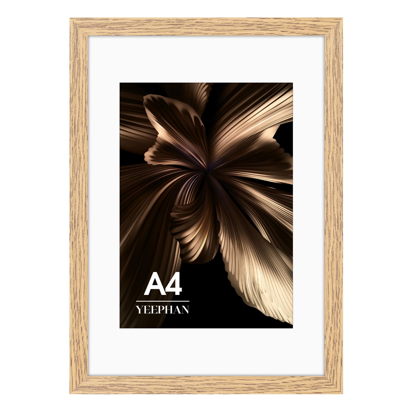 A4 Picture Frame - A4 Frames with Mount for A5 Prints, Wooden Photo Frame with Perspex Front, Medium Density Fiberboard, Light Wood Grain, Stand Tabletop or Wall Hanging