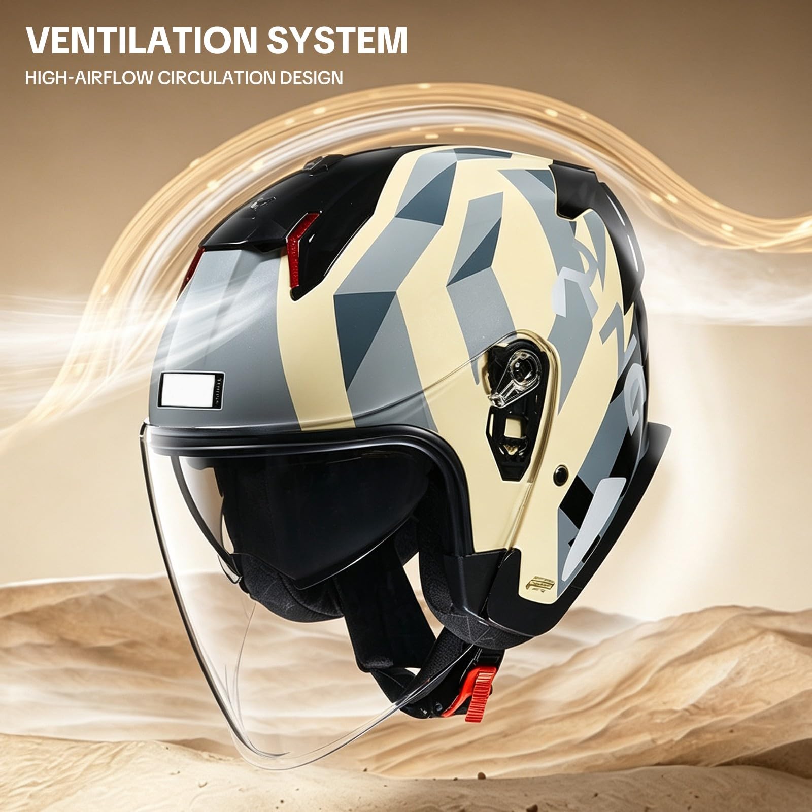 Casque Moto Open Face Bluetooth ECE 22.06 avec Feu Avertisseur B,54-62cm