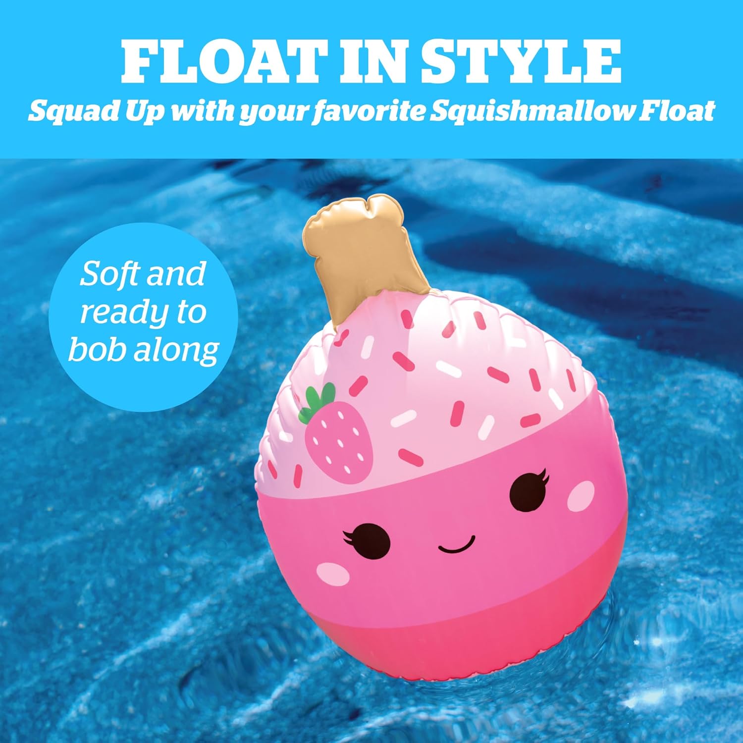 BigMouth x Squishmallows Pama Cake Pop Beach Bobber Inflatable Float, Cute Floating Character Pool Toy, Lightweight Easy Inflate Water Fun for Kids Teens Adults, Pool Beach Lake Summer Collectible