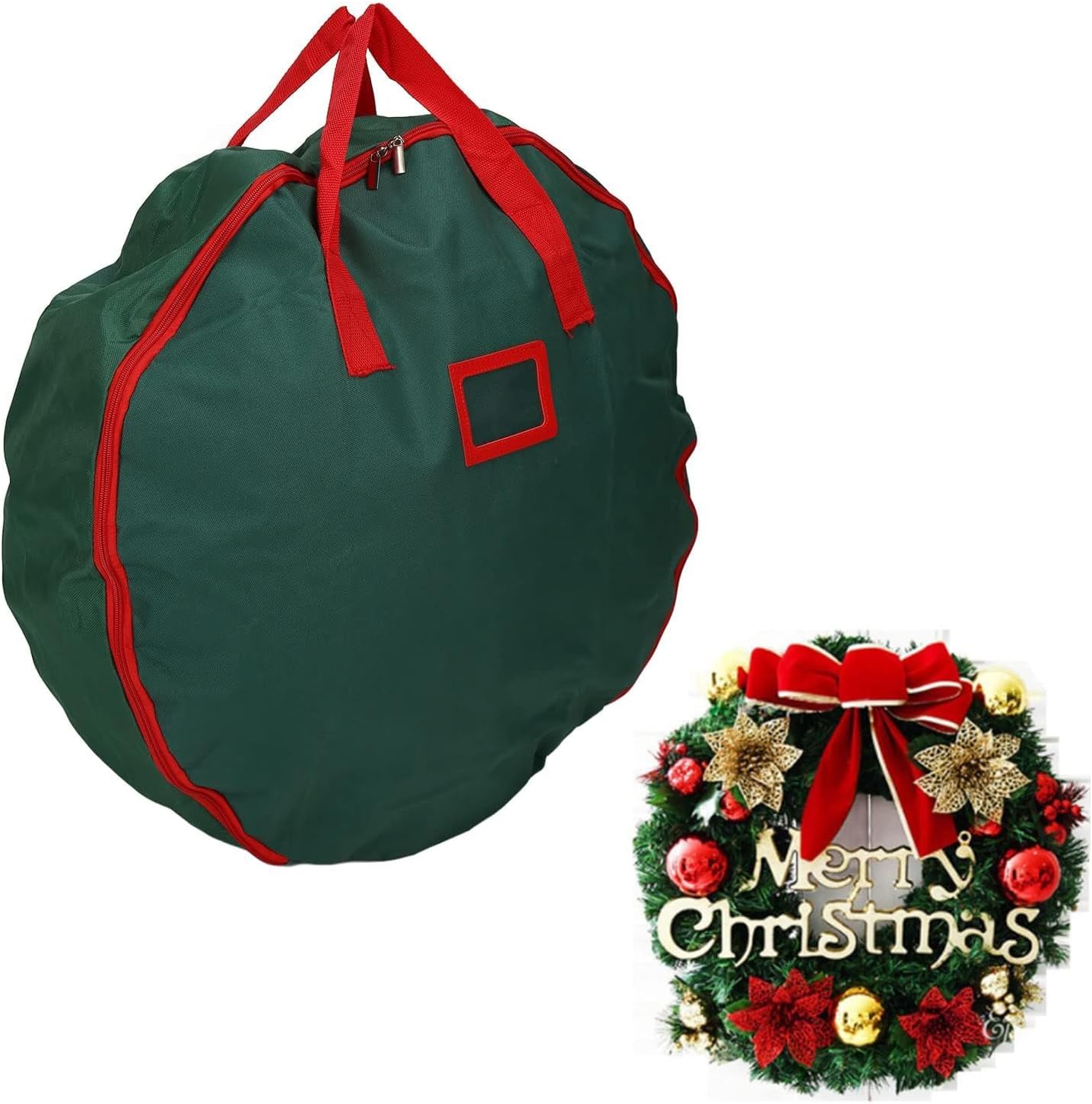 JEOZBM Christmas Wreath Storage Container, Oxford Cloth Round Wreath Storage Bag, Double Zips Xmas Wreath Storage Boxes for Holiday