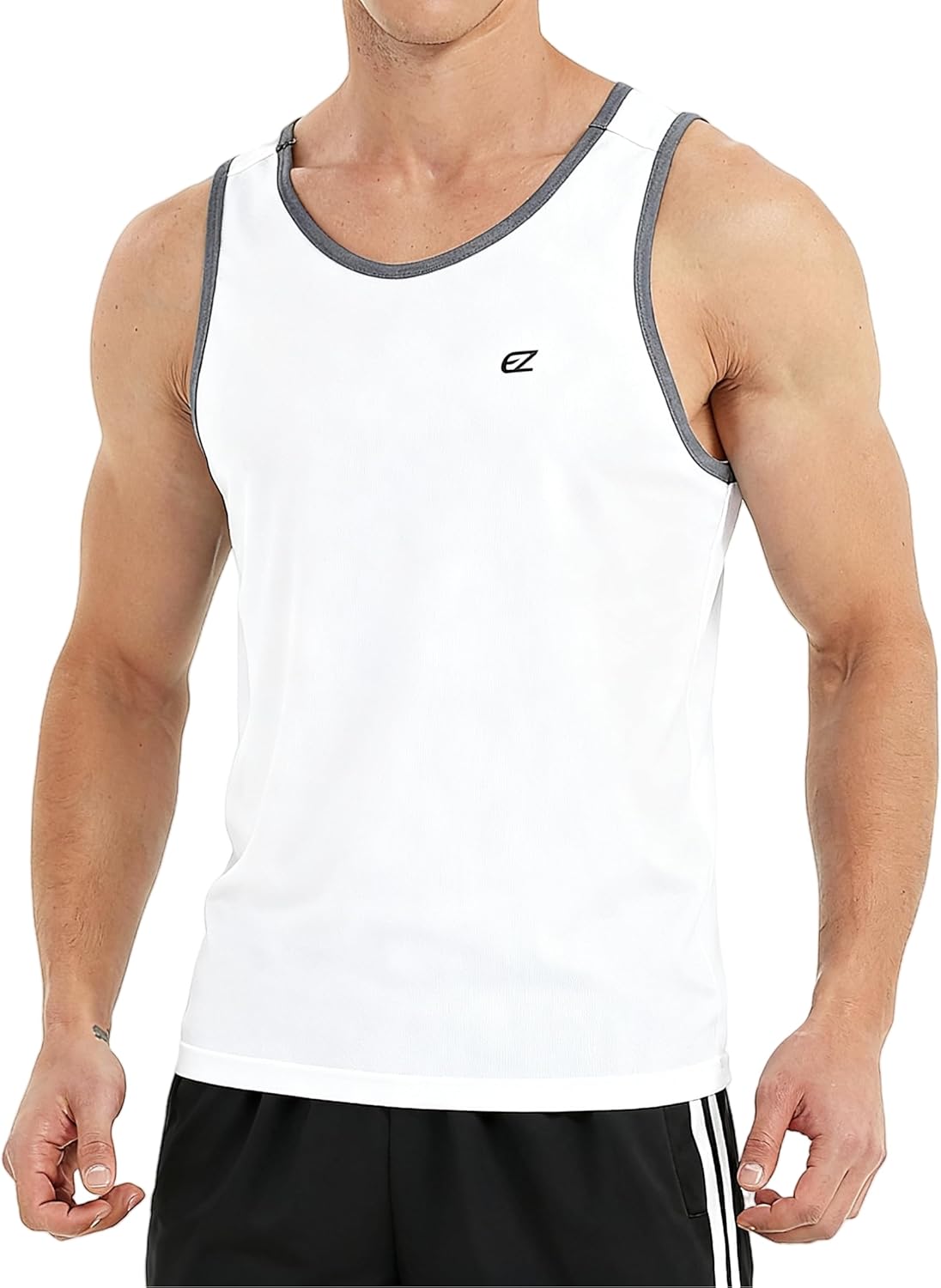 EZRUN Men's Tank Tops Quick Dry Workout Swim Beach Shirts Sleeveless Shirts for Bodybuilding Gym Fitness Training