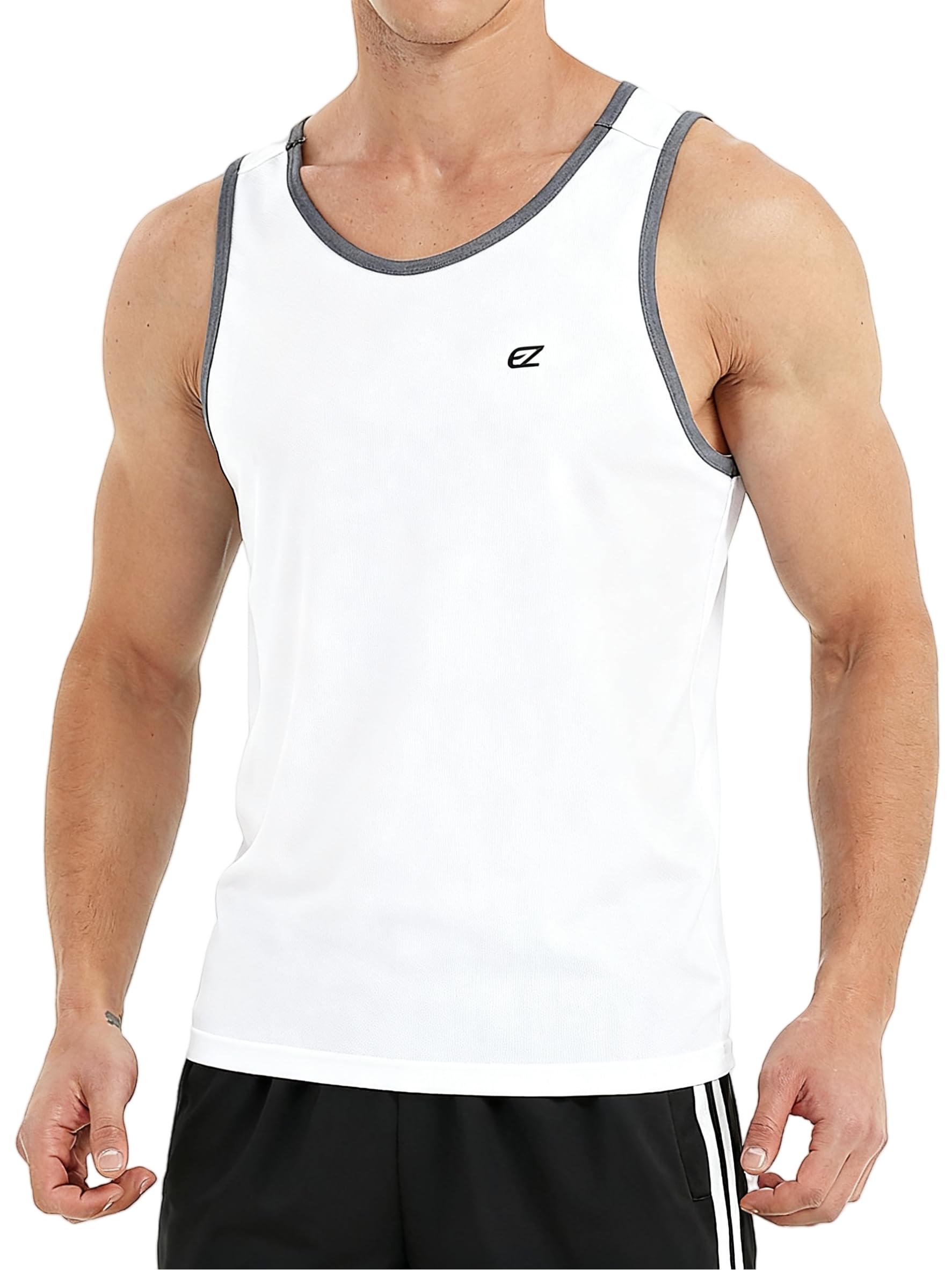 EZRUN Men's Tank Tops Quick Dry Workout Swim Beach Shirts Sleeveless Shirts for Bodybuilding Gym Fitness Training
