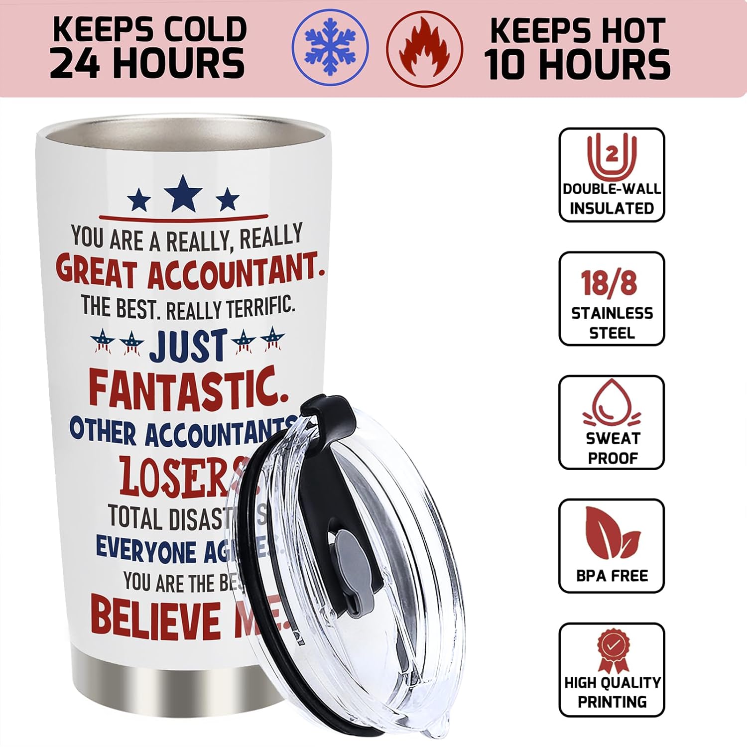 Accountant Gifts for Women Men, Accounting Gifts for Accountants - Funny Birthday Gifts for CPA Financial Advisors, 20 OZ Accountant Stainless Steel Insulated Travel Coffee Tumbler Cup - Image 3
