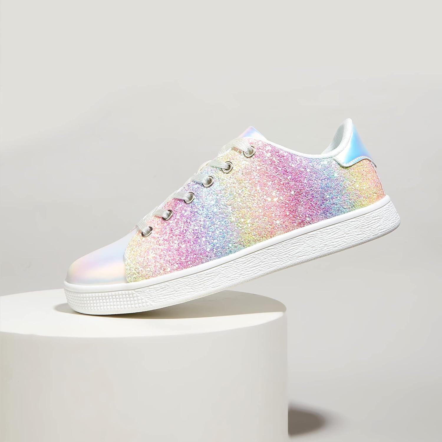 LUCKY STEP Glitter Shoes Sparkly Bling Shiny Bedazzled Lace up Fashion Sneakers for Women - Image 5