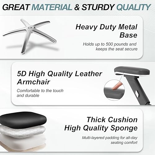 Miniatura 8 de Silla de oficina ergonómica de 750 libras, sillas de oficina grandes y altas mejoradas para personas pesadas, silla de escritorio de malla con