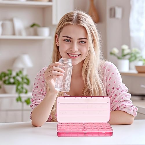 Miniatura 7 de Zoksi Organizador mensual de píldoras 1 vez al día, organizador de pastilleros de 30 días una vez al día, pastillero grande de un mes para viajes,