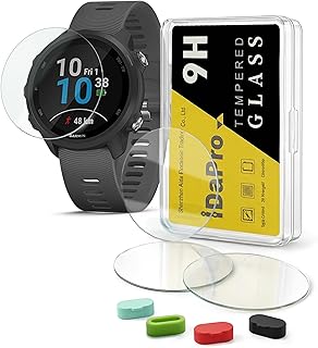 para Protector de pantalla para Garmin Forerunner 245 Music / 245 Vidrio templado [4Pcs]+Tapones antipolvo de silicona[4...