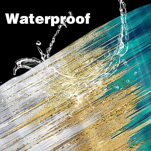 Miniatura 10 de JAWO Cortina de ducha abstracta, juego de cortina de ducha moderna a rayas, 72 x 72 pulgadas con 12 ganchos para bañera, baño, tela de pintura