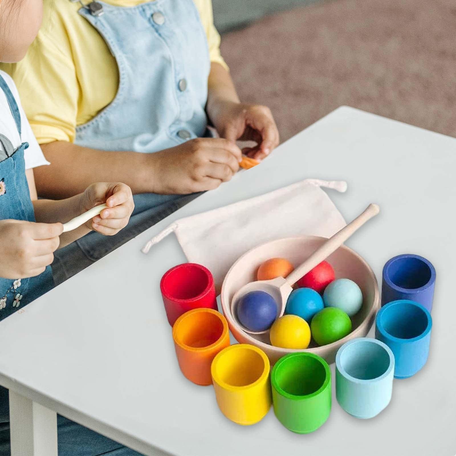 Palline in Bicchieri per Bambini Piccoli, Classificazione dei Colori, Giocattoli Sensoriali per La Scuola, Giocattoli per La, 7 Colori