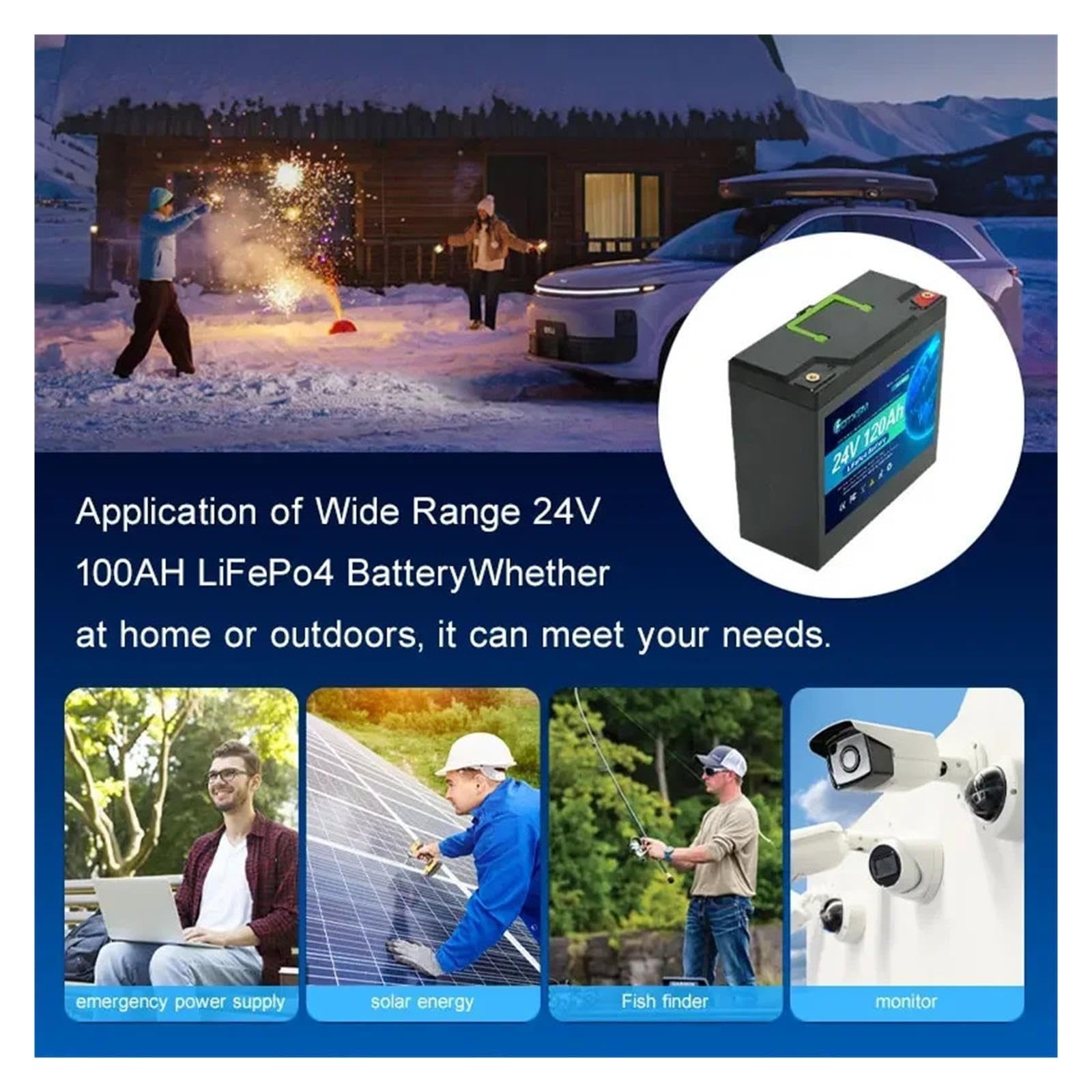 Batteria 20AH 24V incorporata 20A BMS RV ricaricabile al litio ferro fosfato(LiFePO4 24V 120Ah)