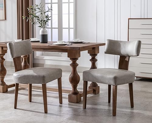 CIMOTA Sillas de comedor tapizadas, sillas de cocina y comedor, silla auxiliar sin brazos de lino moderno de mediados de siglo con marco de madera y