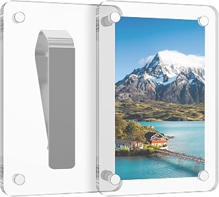 FALESOUL 2pcs Car Sun Visor Photo Holders, Universal Magnetic Acrylic Design Photo Clip, Add Your Photos to Your Car's Sun Visor, Car Photo Holder for Most Car Visors, Transparent
