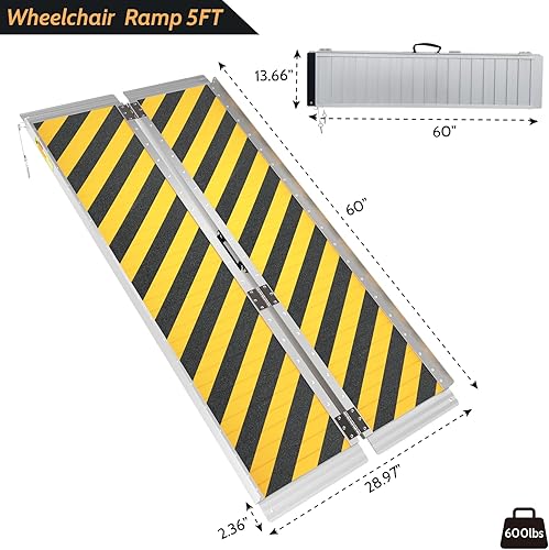 Miniatura 3 de Rampa antideslizante para silla de ruedas de 5 pies, rampas para discapacitados para la entrada del hogar, rampas portátiles para escalones con