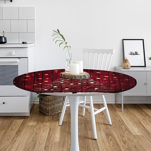 Vista 199 de Pardick Mantel redondo elástico con diseño de hojas de otoño, mantel redondo ajustable de 36 a 42 pulgadas, mantel circular impermeable, lavable