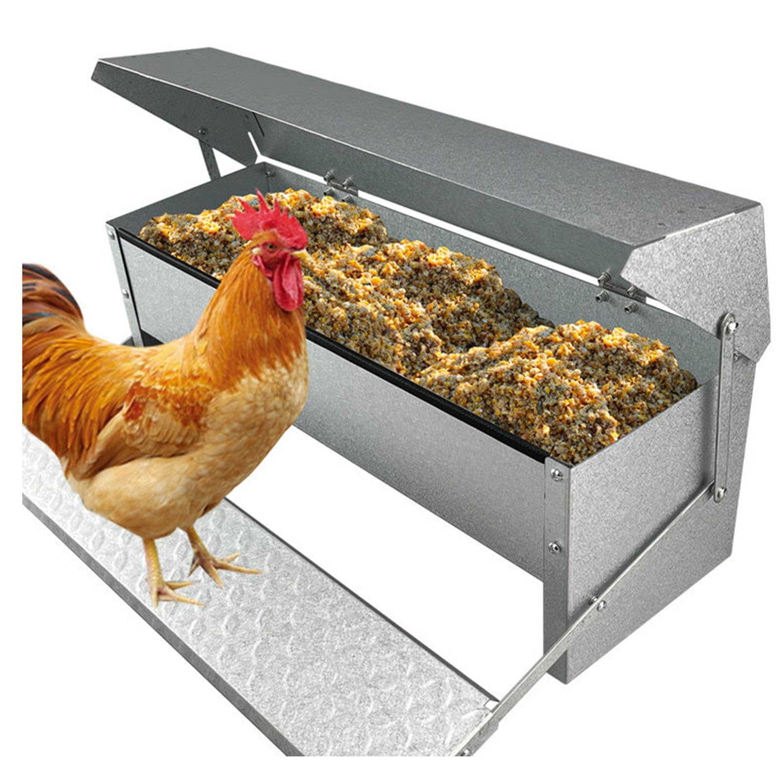 Mangiatoia Automatica A Pedale Per Polli, Alimentatore Metallico Anti-spreco E Anti-roditori, Coperchio Resistente Alle Intemperie Per Uso Esterno, Galline Nane