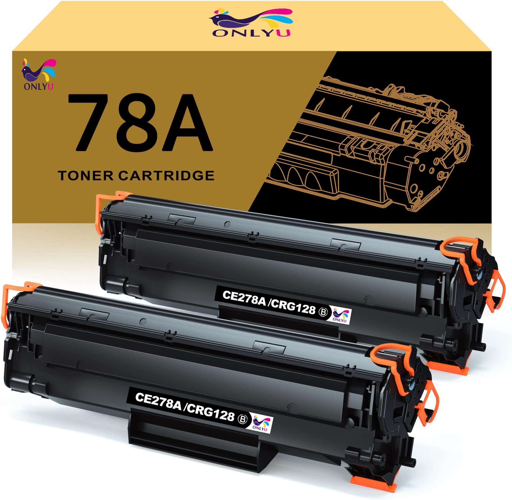 ONLYU CE278A (Black, 2-Pack) Compatible Toner Cartridge Replacement for HP 78A CE278A HP Laserjet Pro P1606DN P1606 P1566 P1560 M1536 MFP M1536DNF Canon MF4890DW Canon Imageclass D530