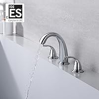 Vista 22 de Sumerain - Grifo de bañera romana de dos asas en níquel cepillado con válvula, alto flujo