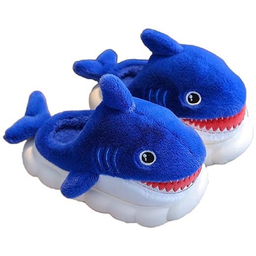 AZCHEN Pantufas De Animais Para Mulheres E Homens, Tubarão Fofo, Aconchegante, Adulto, Casa, Algodão Felpudo (Azul, Feminino, 9, Alcance Digital, Sistema Calçados Dos Eua, 9,5, M (Médio))