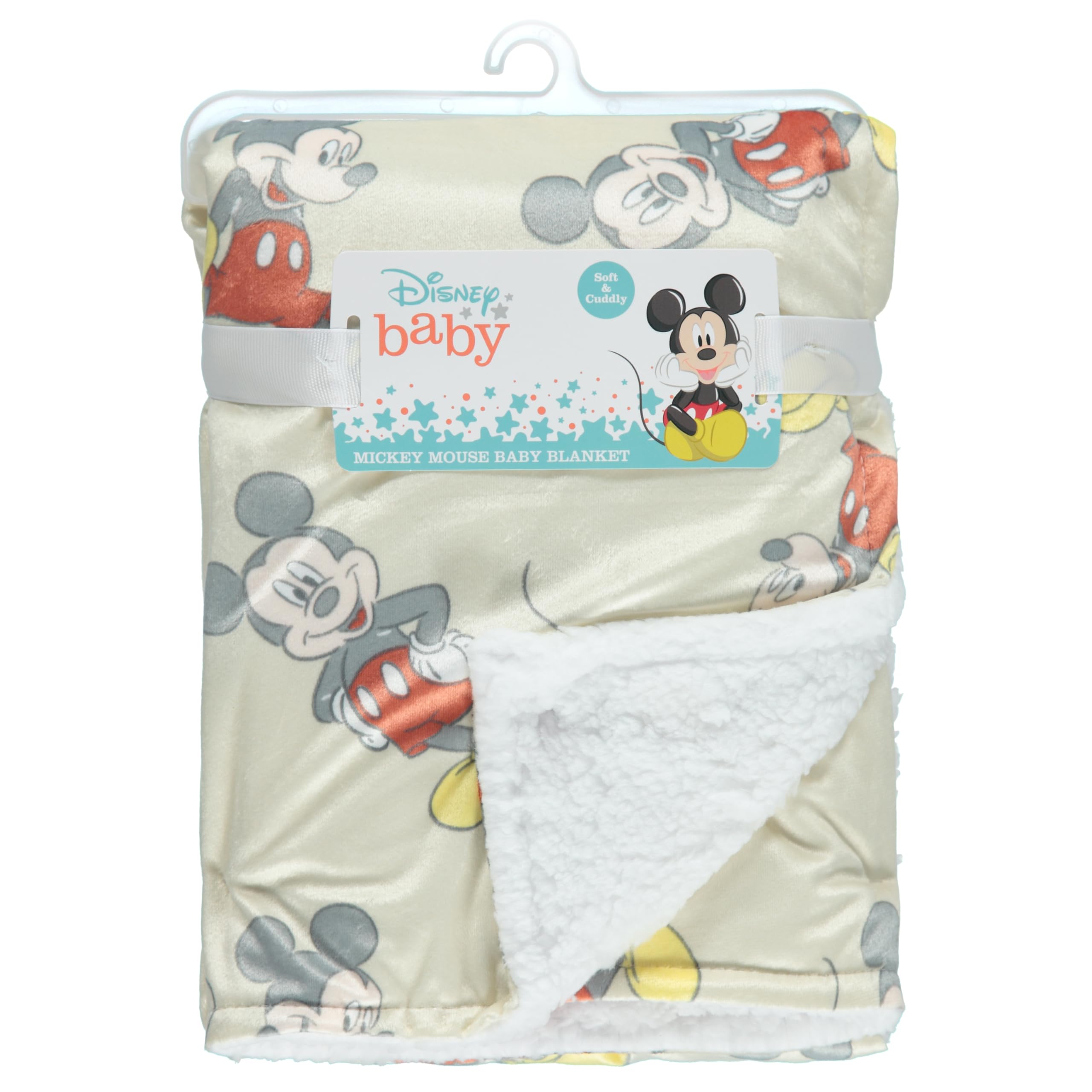 Disney Coperta per neonati in visone e sherpa double-face, ultra morbida e soffice, in visone, per neonati, misure 30 x 35 cm