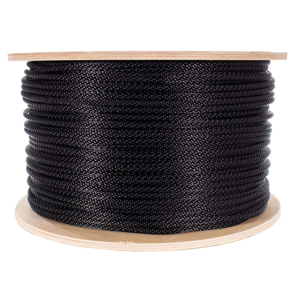 Corde en nylon tressé noir 0,6 cm x 30,5 m cordage multi-usage charge 1,6-5,9 kg