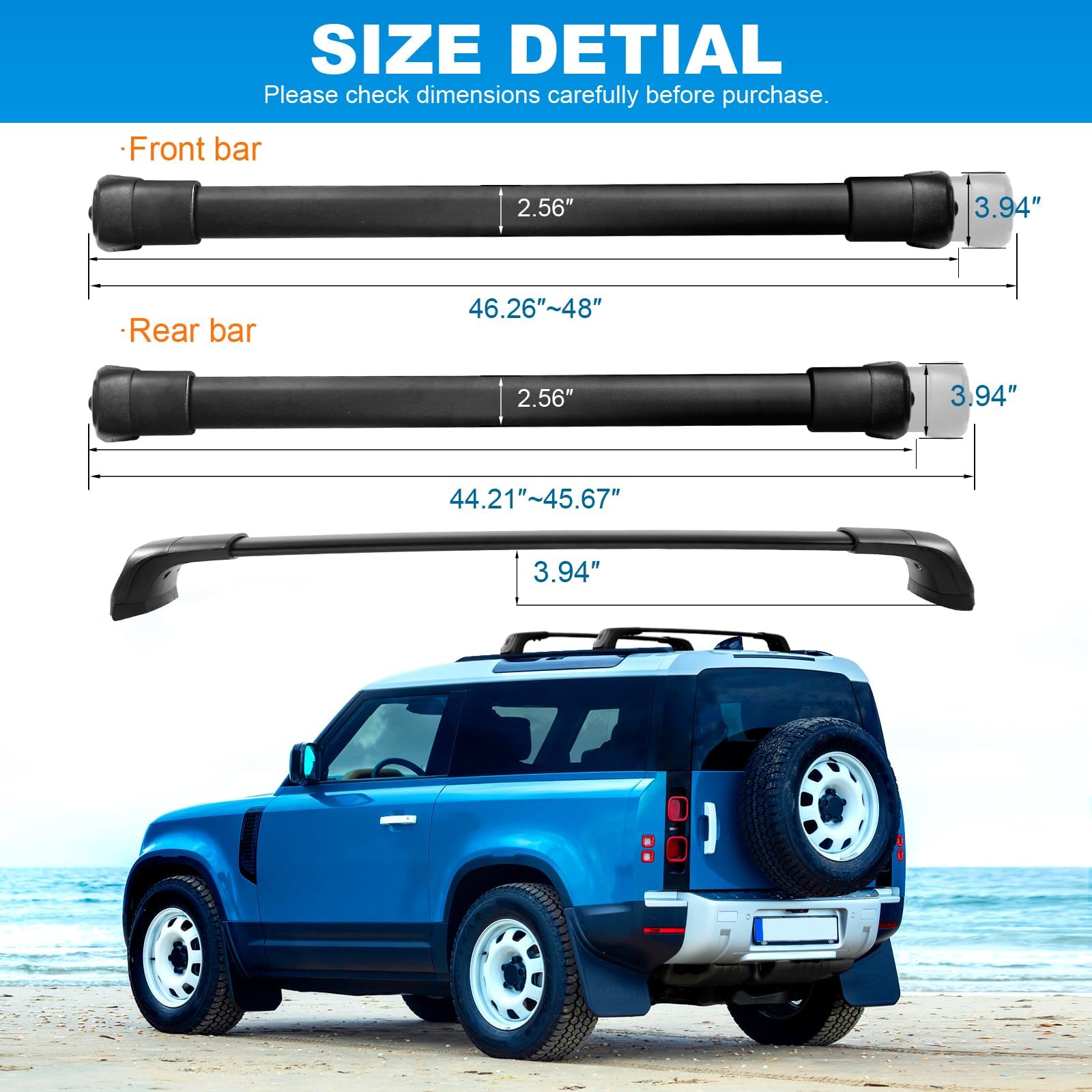 FengYu Lockable Roof Rack Cross Bars 220lbs Compatible with 2020-2025 Land Rover Defender 110 130 (with Side Rails), Heavy Duty Rooftop Aluminum Crossbar Car Carrier Luggage