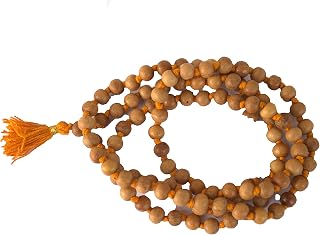 8MM Tulsi mala Beads Necklace Holy Basil 108 + 1 Beads Ram Japa Prayer Mala Energized 108 Hindu Tibetan Buddhist Rosary for Chanting Mantra