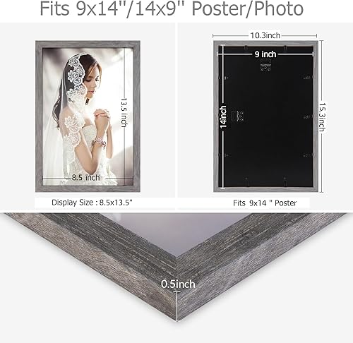 Vista 615 de Marco gris rústico de 18 x 24 pulgadas, marco para póster de 18 x 24 pulgadas, color gris envejecido, grande, retro, natural, 24 x 18 pulgadas