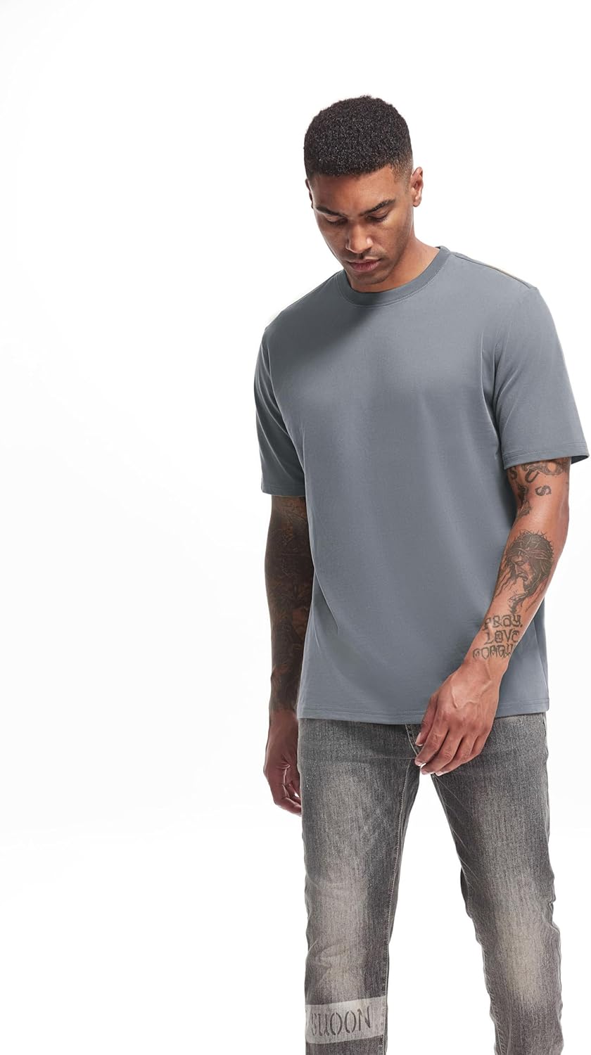 VEIISAR Men's Heavy Weight Crew Neck T-Shirt Mens Premium Cotton Tee - Pre Shrunk S-3XL - Image 2