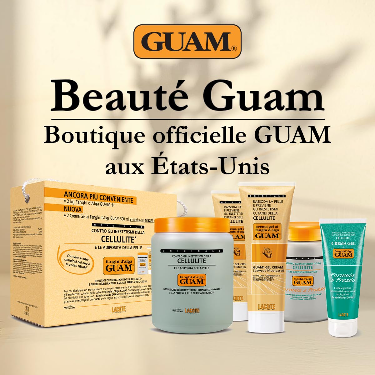 GUAM Anti-Cellulite Boue d’Algues - 1 kg Traitement Intensif pour Cellulite Rebelle & Peau d’orange - Masque Corporel Chauffant Jambes & Cuisses - Raffermissant, Drainant, Active la Circulation