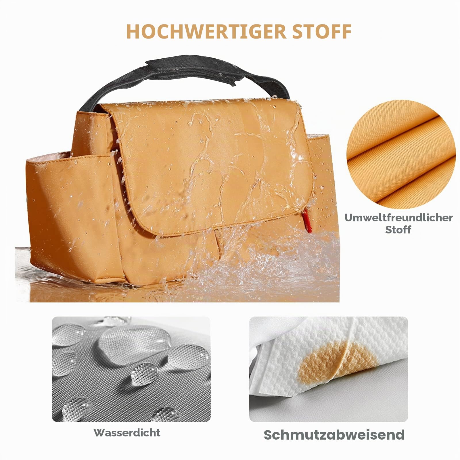 SONARIN Wasserdichter Kinderwagentasche Organizer,Große Kapazität Buggy Organizer Tasche Universal Multifunktional Kinderwagen Organizer Aufbewahrungstasche mit Getränkehalter(Schwarz)