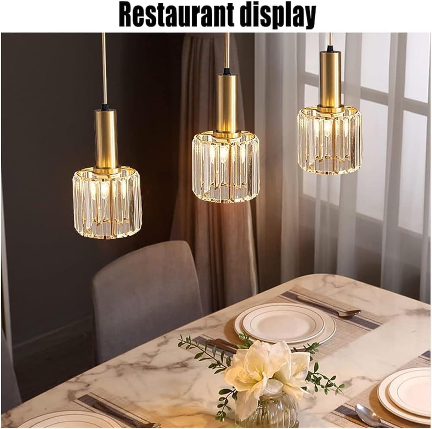 Lámparas de techo LED 6W Lámpara colgante Lámpara colgante de cristal Material de iluminación Lámpara cilíndrica 1 luz Cable ajustable Lámpara de araña