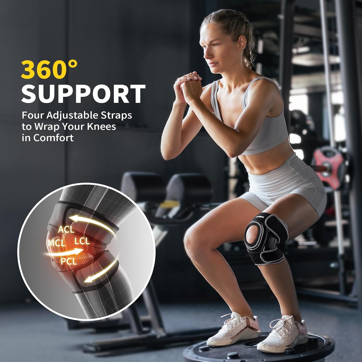 CAMBIVO ELITE Knee Brace with Side Stabilizers & Open Patella Gel Pad for Knee Pain, Meniscus Support, Arthritis & Ligament Strain for Men and Women – Adjustable Wrap for Daily Use (Black, Large) - Image 4