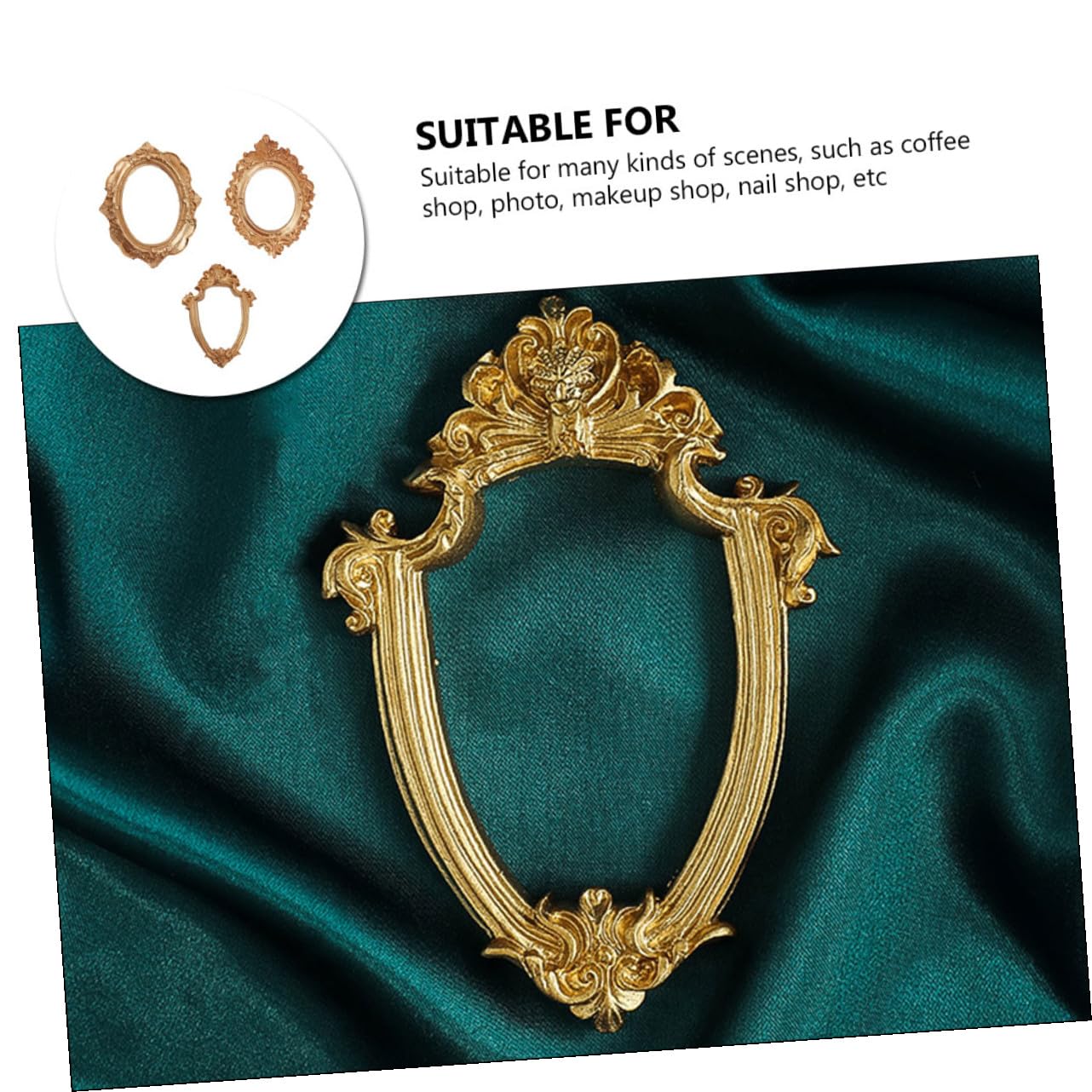 UKCOCO Mini Cadres Photo Décoratifs Finition Fine Lot de 3 en Résine Dorée, Ornement Chic et Style Européen pour Décoration Élégante de Maison ou Café