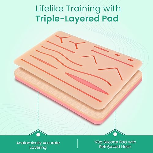 Miniatura 16 de Kit de herramientas de sutura e hilos con aguja Instrumentos de acero inoxidable de alta calidad perfectos para la práctica de sutura Incluye