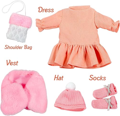 Miniatura 2 de Ropa de muñeca de bebé para muñecas de 12, 13, 14, 15 y 16 pulgadas, ropa de regalo para bebés, trajes de muñeca, chaleco, sombrero, calcetines con