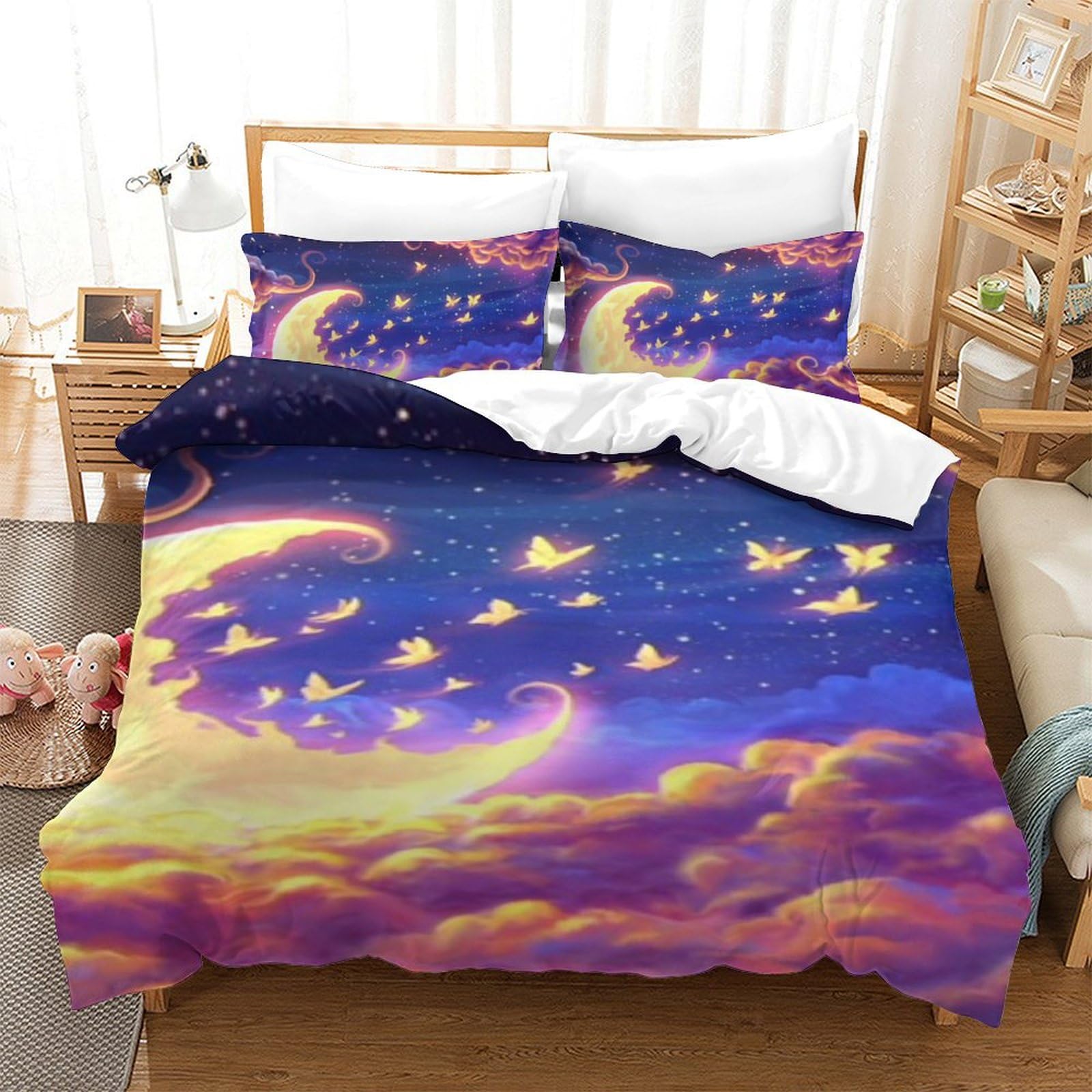 Housse de couette ciel nocturne 3D en microfibre 140x200 cm