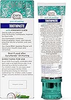 Vista 9 de GuruNanda Hydroxyapatite Toothpaste, SLS & Fluoride Free, Whitening Toothpaste with Tongue Scraper & Squeezer - Freshens Breath, Fights Plaque