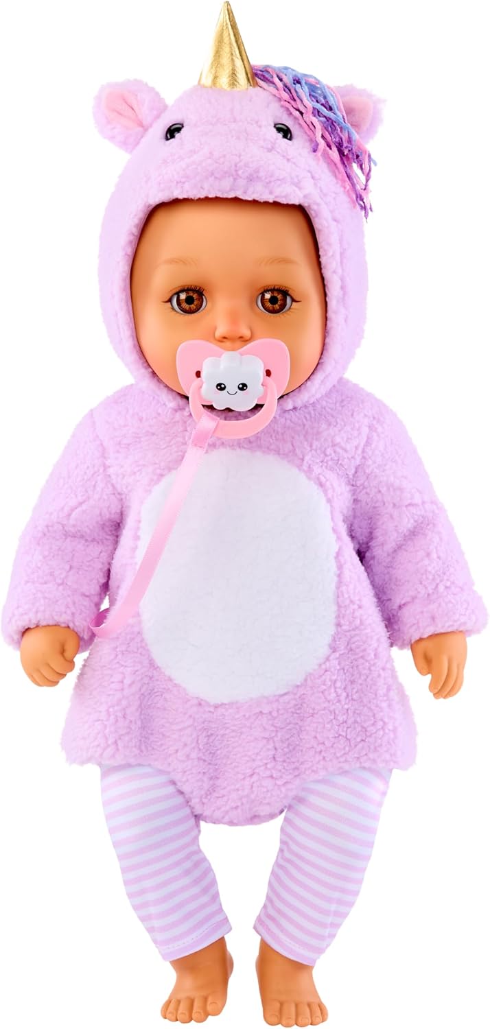 Baby Born My Unicorn Baby Doll Ava - Plush Unicorn Onesie, Light Brown Eyes: Realistic Features for Kids Ages 3 & Up, Soothes & Comforts, Eyes Open & Close