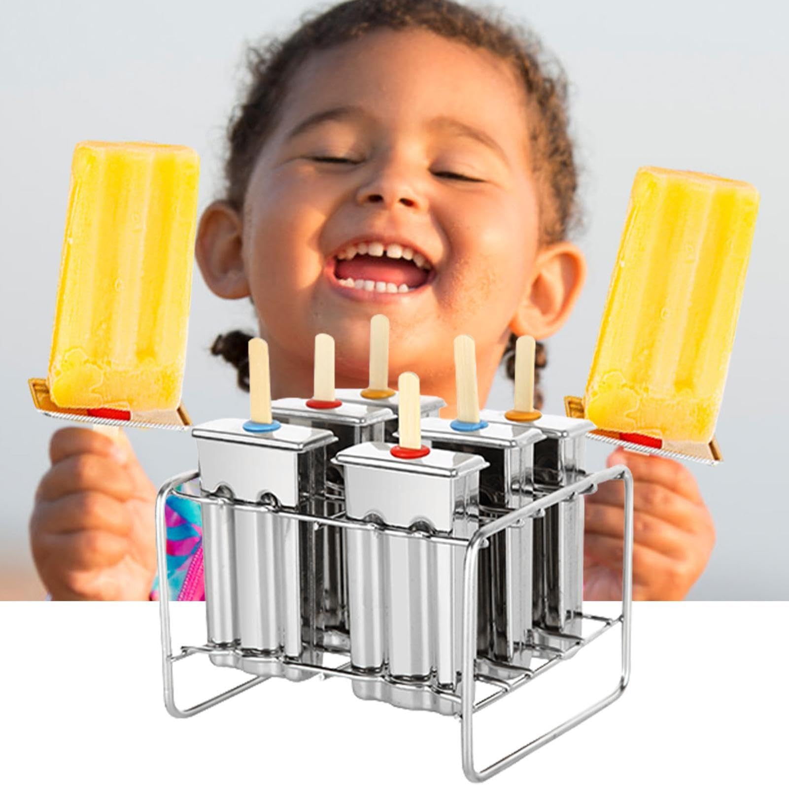 am Moldes - Juego de moldes de acero inoxidable de 14,5 cm para helados | reutilizables, juego duradero para congeladas, cortador de postres con múltiples ranuras, herramienta casera para