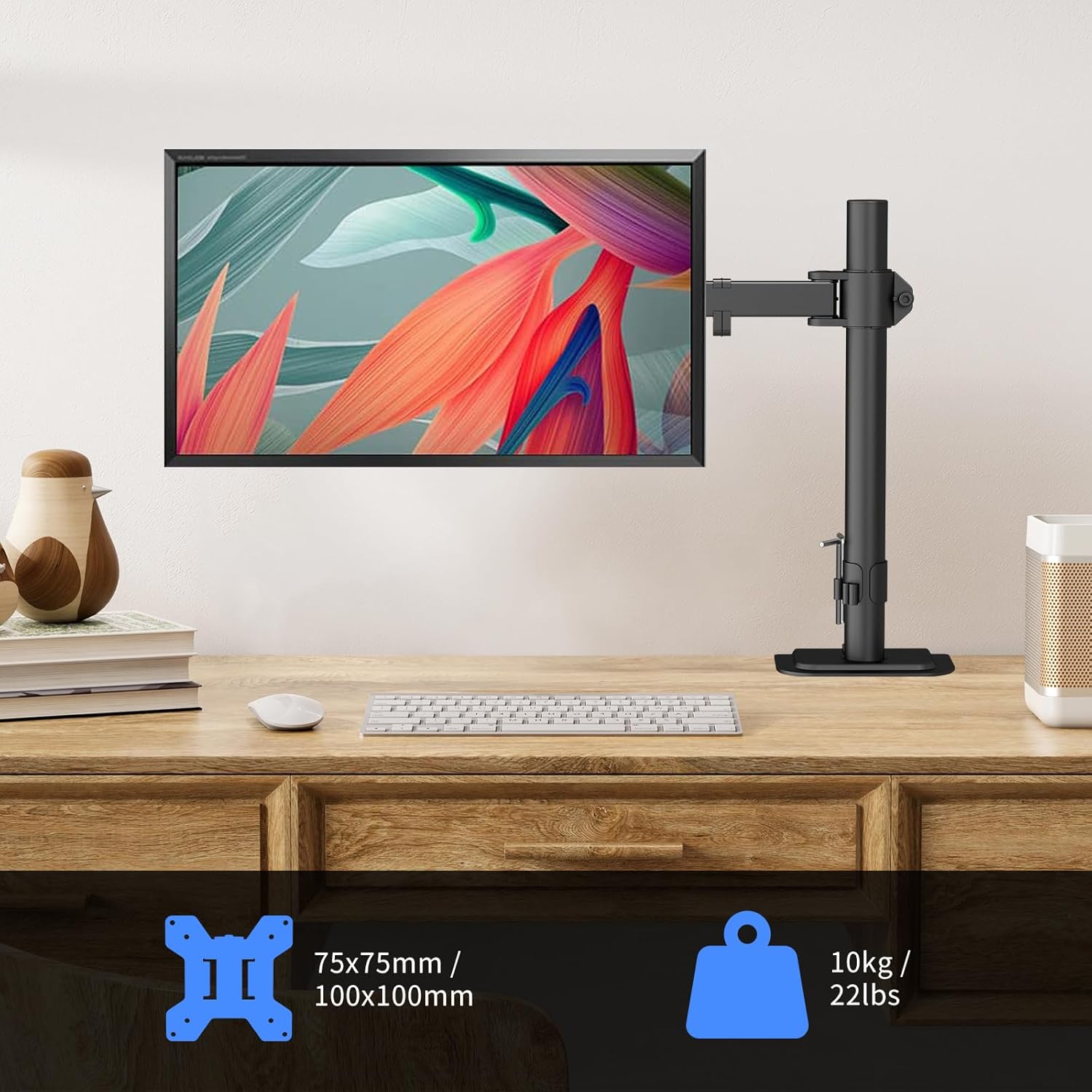 Suptek Single LED LCD Monitor Desk Mount Heavy Duty Fully Adjustable Monitor Stand for 1 / One Screen up to 27 inch