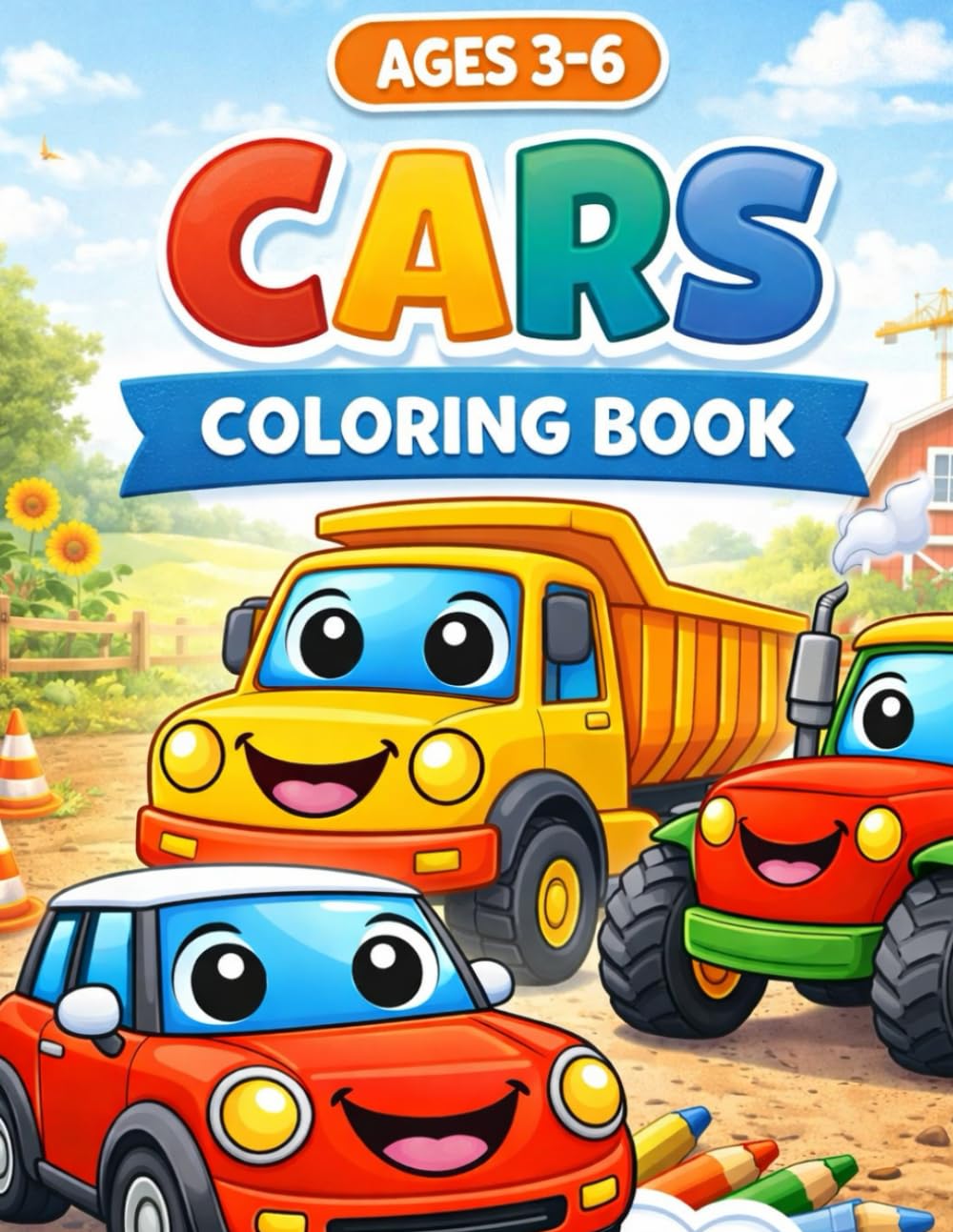 Cars Coloring Book for Kids: Fun and Easy Vehicle Coloring Pages for Toddlers and Preschoolers | Cute Cars, Trucks, Police Cars, Fire Trucks and More