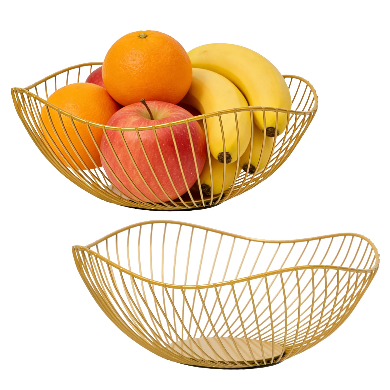 2 Pezzi Portafrutta da Tavolo Oro Cesto di Frutta in Metallo Cesto Portafrutta da Tavolo Cesto per Frutta e Verdura Ciotola per Frutta per Frutta, Pane, Verdura e Altri Alimenti