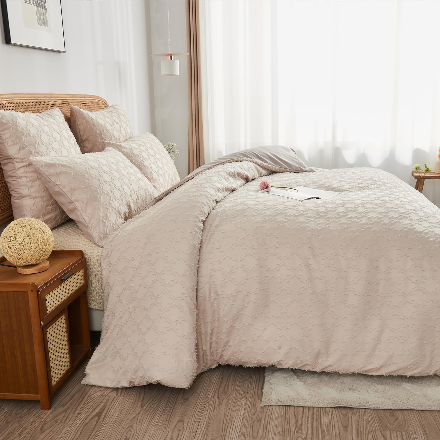 Dxhome Beddengoed, dekbedovertrek 135 x 200 cm eenpersoonsbed en kussenslopen 80 x 80 cm, satijn, zijde, microvezel, 4-delig, goud, beige, glanzend, glad, effen, luxe