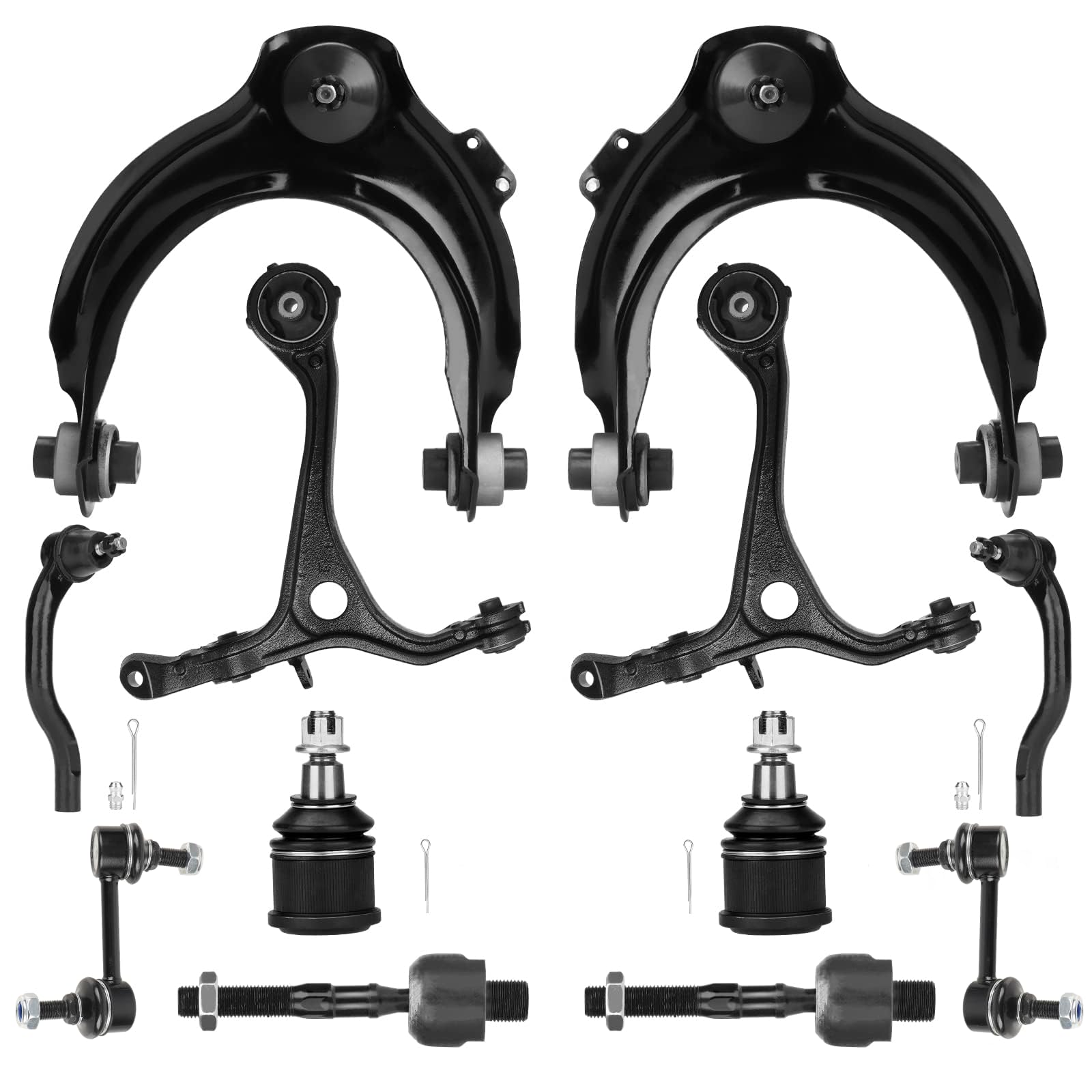 Front Suspension Kit Upper Lower Control Arms Ball Joints Fit for Honda Accord Sedan Coupe 2003 2004 2005 2006 2007, Fit for Acura TSX 2004-2008 -12 pcs Ball Joints Sway Bars Tie Rods