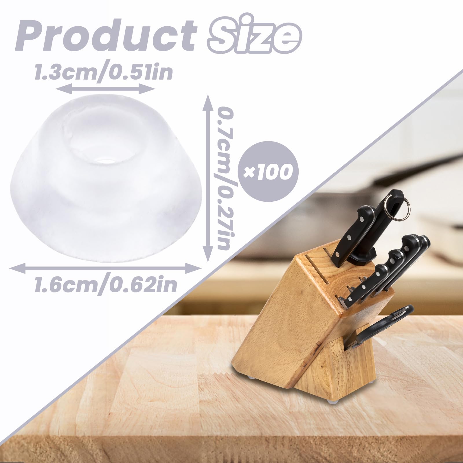 100 Pack Clear Rubber Feet for Cutting Board Small Round Cutting Board Feet with Stainless Steel Screws - Image 2
