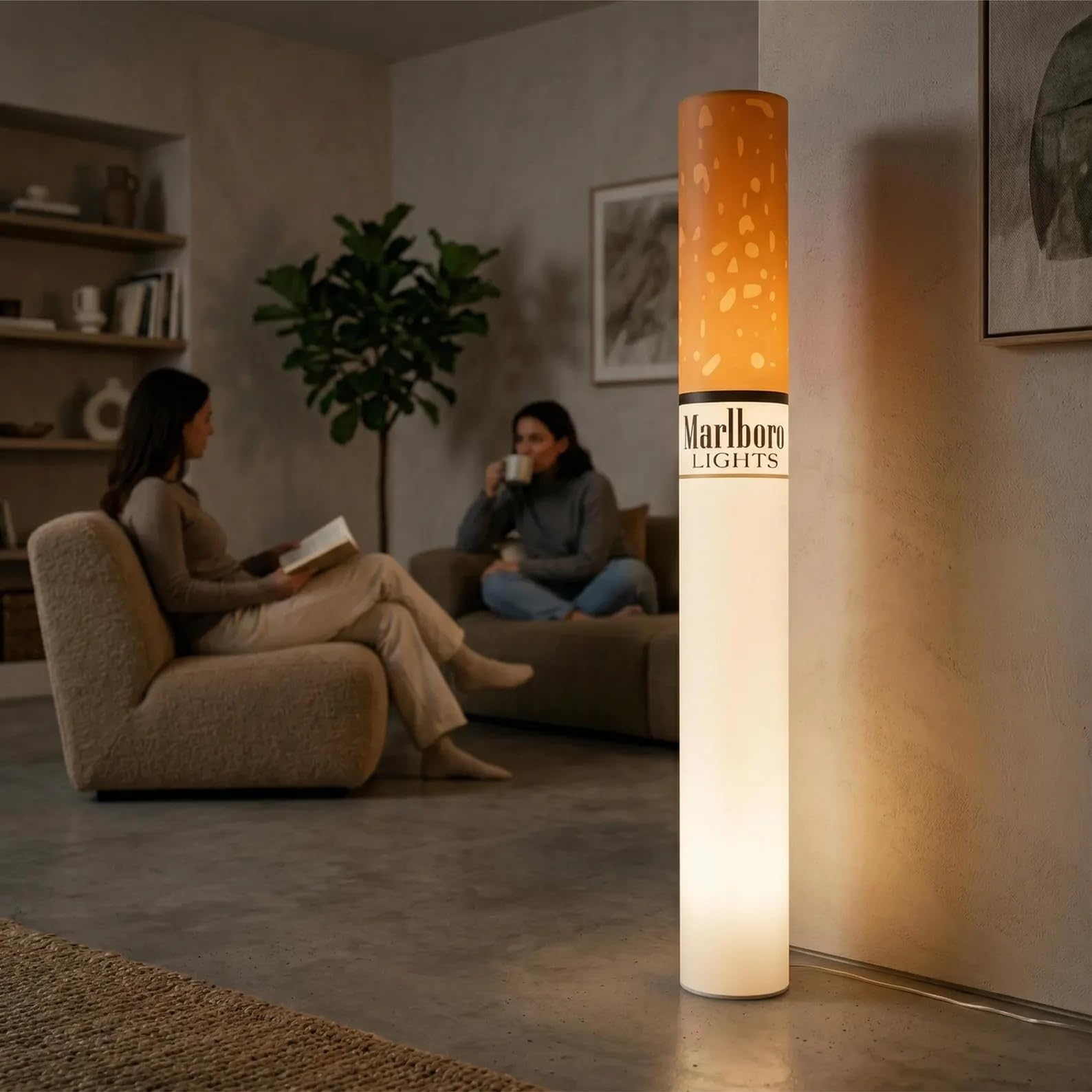 Grandeur Floor Lamp - Modern Orange & White LED Light -2