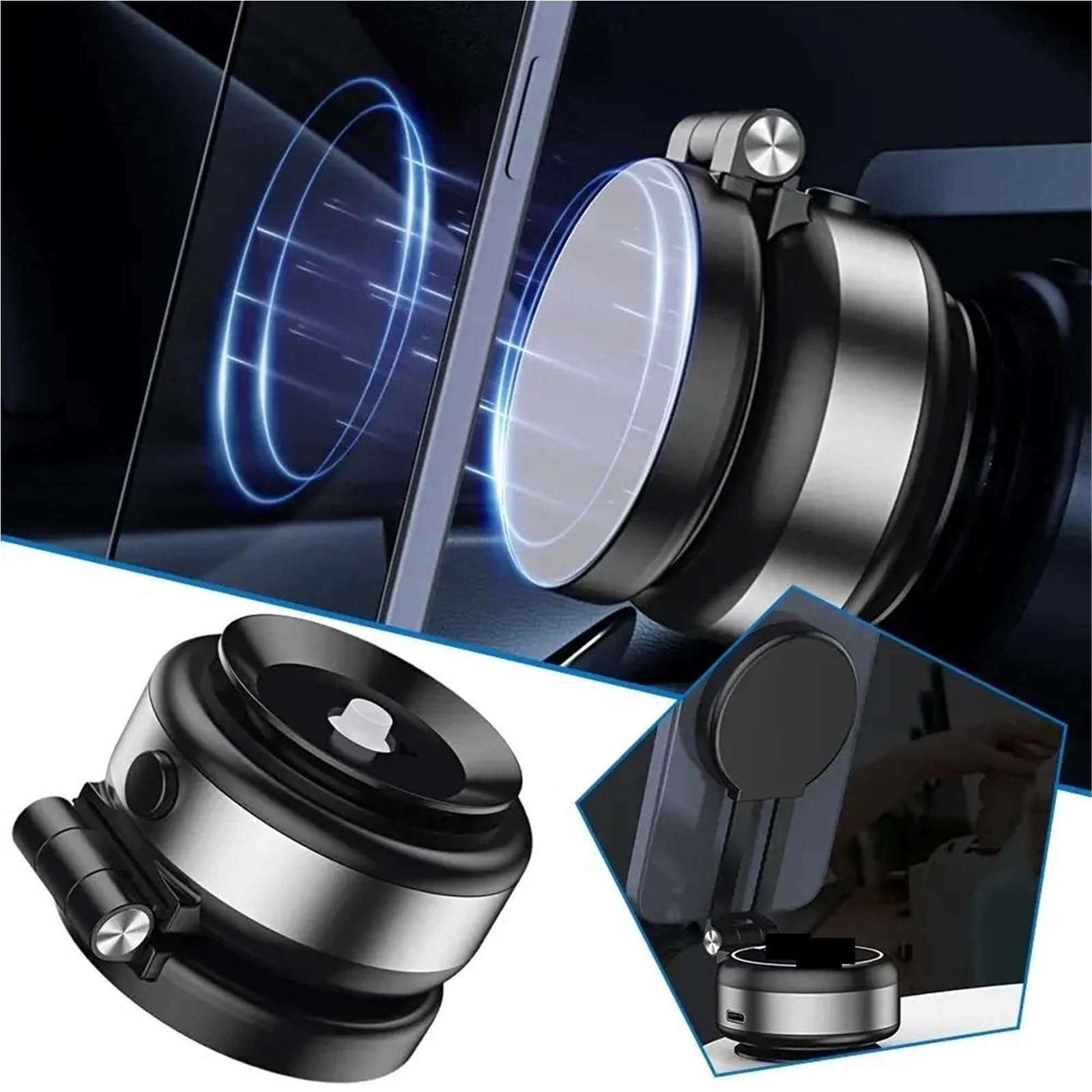 Soporte Movil Coche Auto CZ07 Staffa per telefono per auto con doppia ventosa super resistente Staffa di navigazione per auto Accessori per telefono per auto Accesorios Coche(Black)