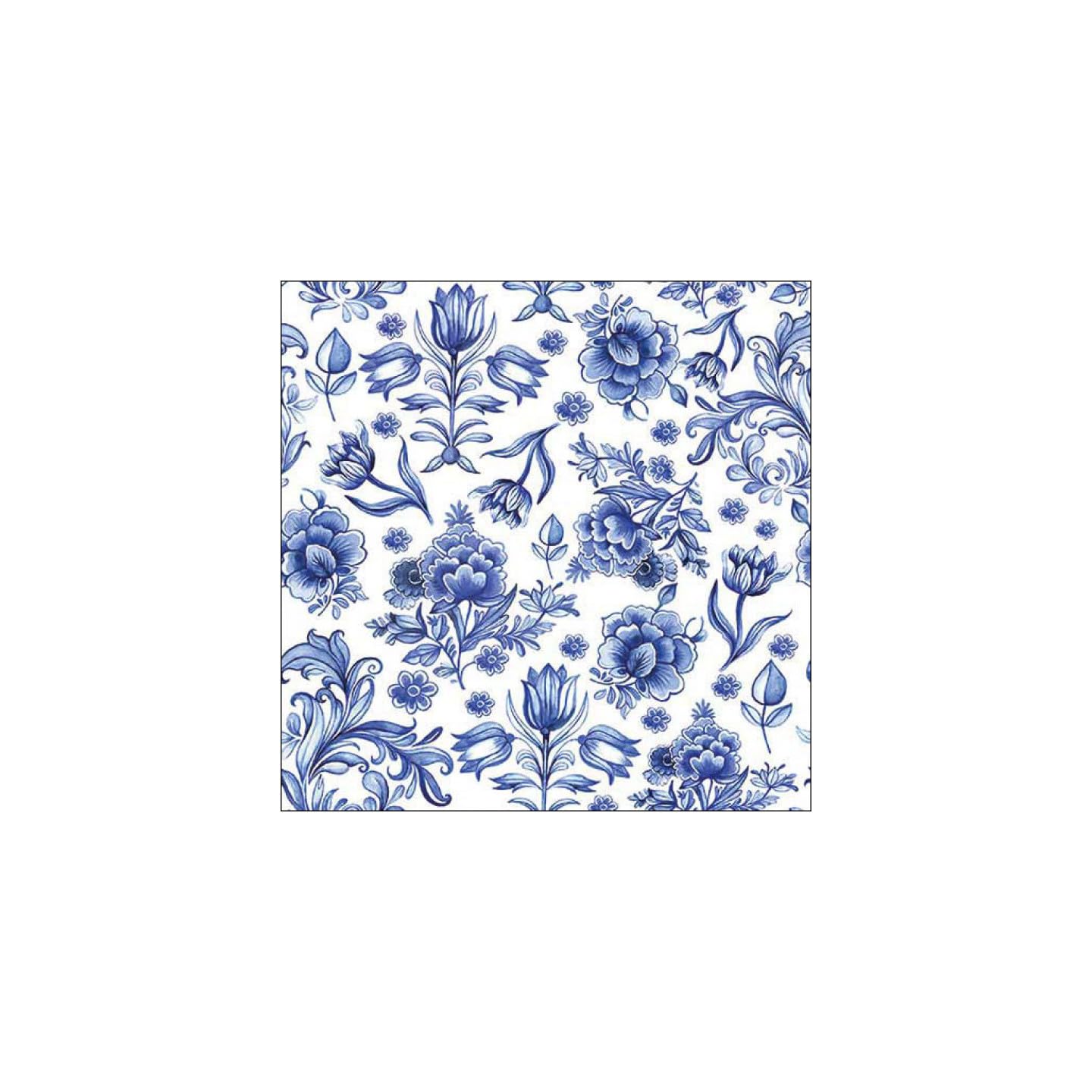 20 Ambiente Paper Napkins Delft Blue Flowers Vintage Table Decoration with Motif Also for Party or Decoupage 33 x 33 cm